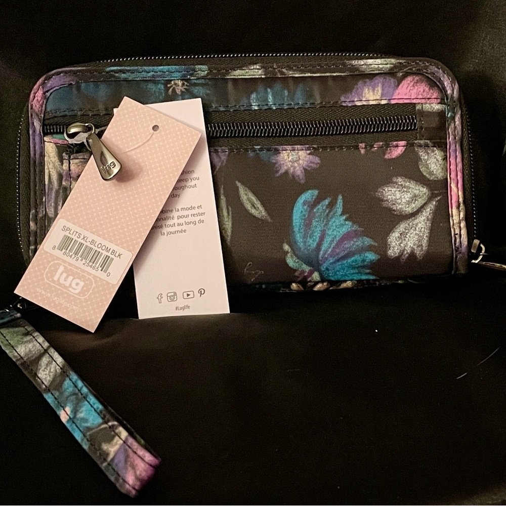 Lug Black and Purple Floral Wallet NWT